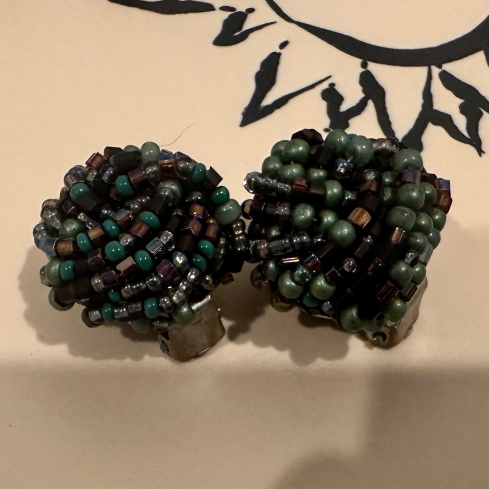 Vintage Beaded Cluster Earrings